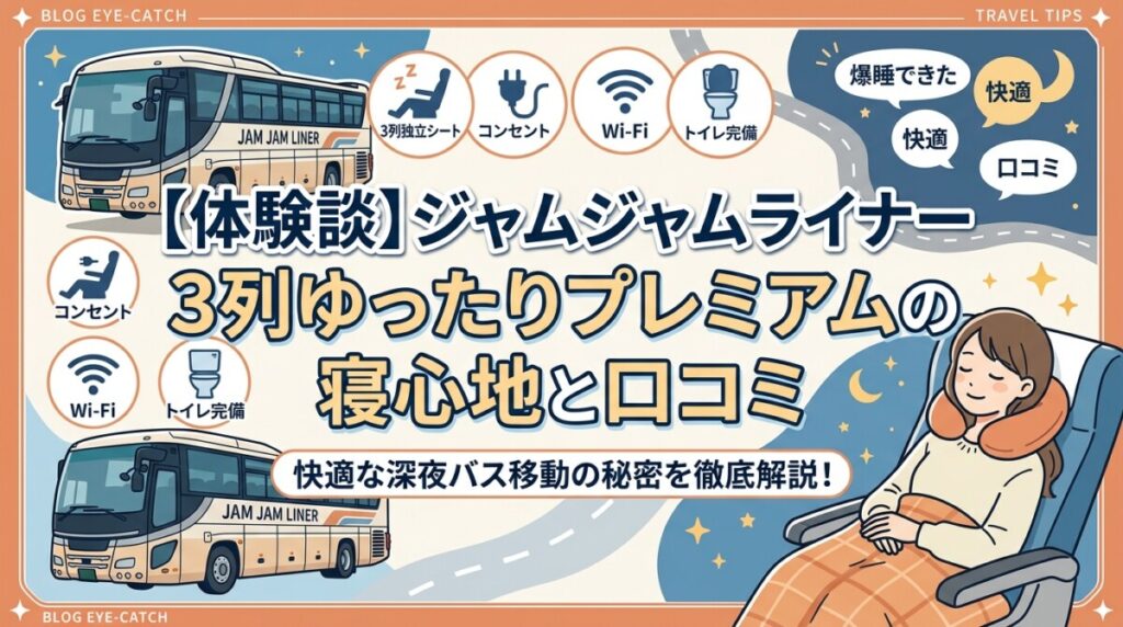 【体験談】ジャムジャムライナー3列ゆったりプレミアムの寝心地と口コミ