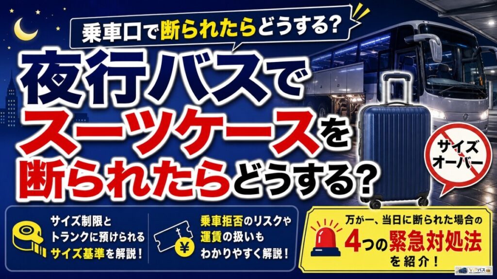 夜行バスでスーツケースを断られたらどうする？サイズ制限と当日の緊急対処法