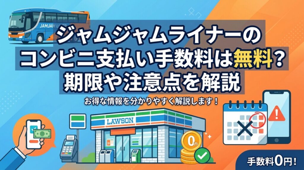 ジャムジャムライナーのコンビニ支払い手数料は無料？期限や注意点を解説