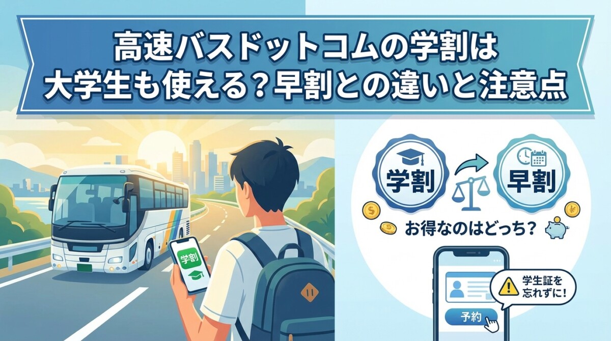 高速バスドットコムの学割は大学生も使える?早割との違いと注意点